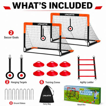 4x3ft Soccer Goal Set of 2, Kids Soccer Goals for Backyard