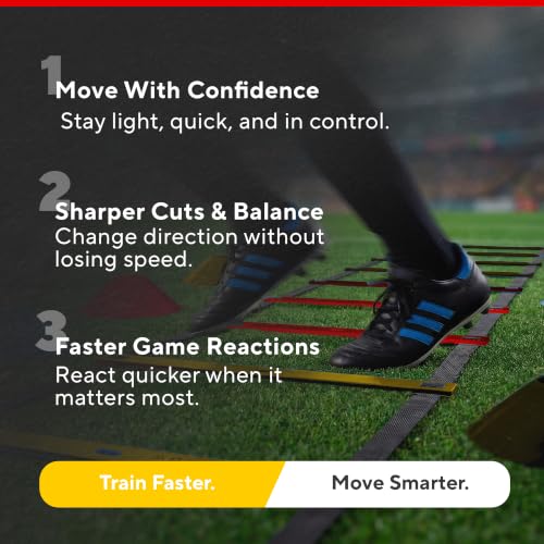 Agility Ladder Set, 12-Rung Speed Ladder + Training Cones, Soccer Training Equipment, Footwork Drills Kit, Speed & Agility Equipment, Football Practice Equipment, Basketball Gear - color: Black, Red and Gold