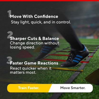 Agility Ladder Set, 12-Rung Speed Ladder + Training Cones, Soccer Training Equipment, Footwork Drills Kit, Speed & Agility Equipment, Football Practice Equipment, Basketball Gear - color: Black, Red and Gold