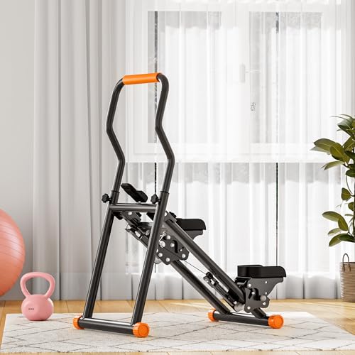 soges Folding Stair Stepper for Home, Adjustable Handlebar Pedals, Black