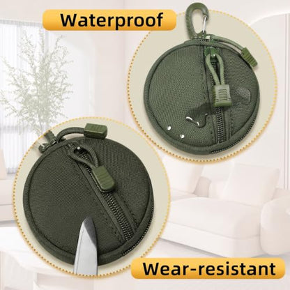 Small Tactical EDC Pouch, 1000D Nylon Round MOLLE Pod for Men - color: Green