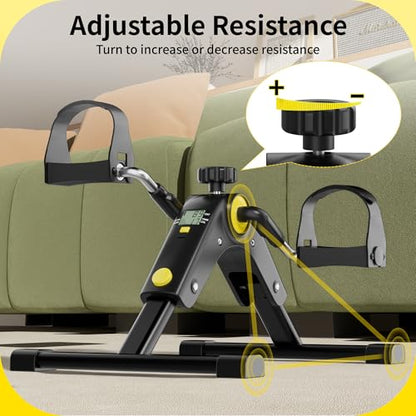 MOMODA Under Desk Bike Pedal Exerciser with LCD Display Portable Mini Exercise Bike for Arm and Leg - color: Black