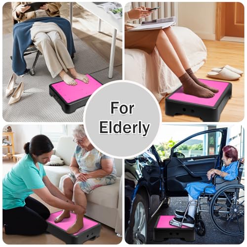 Adjustable Step Stool for Adults - Noctilucent Bed Step Stools, 600 LBS Capacity Non-Slip Safety Step Platform Indoor and Outdoor for Seniors and Adults, Wide Step Stools Elderly Assistance at Night