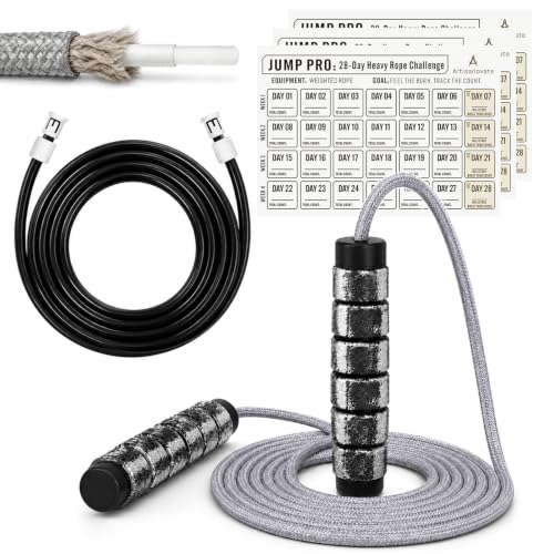 Weighted Jump Rope for Men & Women, Boxing Cardio, 1LB Adjustable Dual Rope