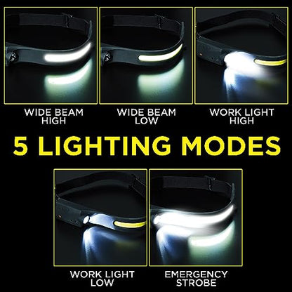 Ontel Handy Brite Rechargeable Headlamp - 260-Lumen Ultra-Bright Headlamp with 5 Light Modes, USB-Rechargeable Head Lamp for Outdoor Activities & Emergencies, 8-Hour Battery Life