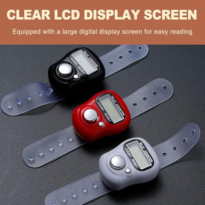QivaZira 10 Pack Digital Finger Counter Adjustable Ring Hand Tally Lap Counters for Knitting Crochet Prayer Classroom Sports Pitch People Counting Stitch Marker School Supplies Office Tools