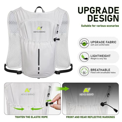 N NEVO RHINO Running Vest with 1.5L Water Bladder, Hydration Vest Pack - color: White