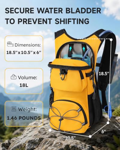 MOKURA 18L Lightweight Hydration Backpack with 2L Water Bladder - color: Yellow