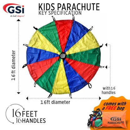 GSi Kids Rainbow Parachute 6 ft to 35 ft for School & Gym Class - size: 16 Feet