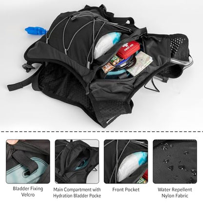 Hydration Backpack, Lightweight Water Backpack, Adjustable Running Vest - size: 2L Water Bag 2 Soft Flasks