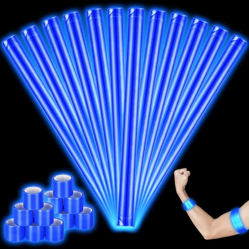 Halloscume Reflective Arm Snap Band 15.75 in Slap Bracelets - color: Blue