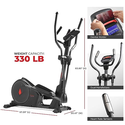Sunny Health & Fitness Heavy Duty Elliptical Machine with Full Body Workout - style: 15.5" Stride