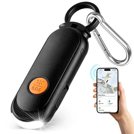 Personal Safety Alarm for Women, Works with Apple Find My, 135dB SOS Siren with Strobe Light, Anti-Loss Pull Pin, Type-C Rechargeable Keychain Alarm, iOS Only