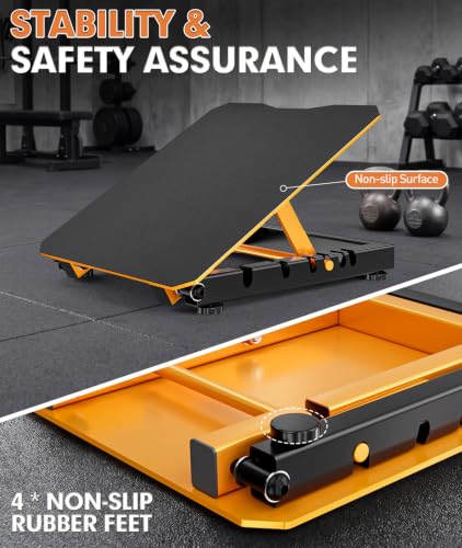 Steel Slant Board for Calf Stretching, Commercial Incline Board - color: Yellow