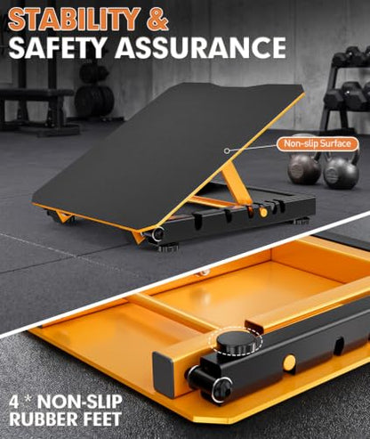 Steel Slant Board for Calf Stretching, Commercial Incline Board - color: Yellow