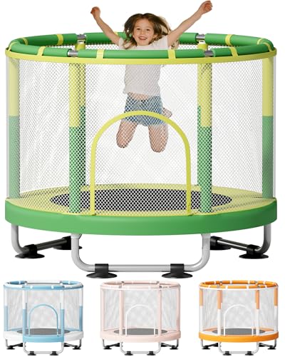 ZCMHAXJ 55" Trampoline for Kids, 440lbs Capacity Indoor & Outdoor Toddler Trampoline, Gifts for Boys & Girls - color: Avocado