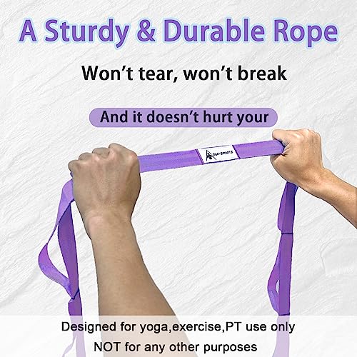 Stretching Strap Yoga Strap with Loops for Physical Therapy, Non-Elastic - color: Purple