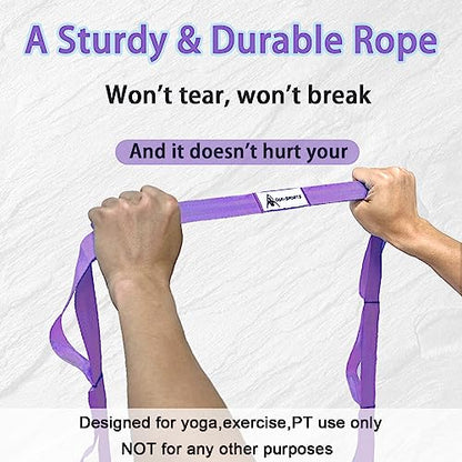 Stretching Strap Yoga Strap with Loops for Physical Therapy, Non-Elastic - color: Purple
