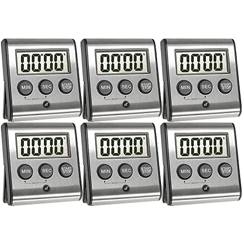 Elegant Digital Kitchen Timer Stainless Steel - Loud Alarm - Model eT-23 - size: 6-Pack eT-23