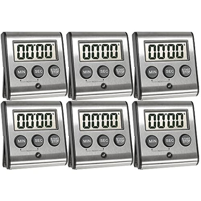 Elegant Digital Kitchen Timer Stainless Steel - Loud Alarm - Model eT-23 - size: 6-Pack eT-23