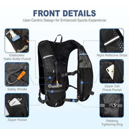 Running Vest for Women Men, Running Hydration Vest with Adjustable Chest Straps for Marathon Jogging Hiking Cycling - size: Black, style: Running Vest