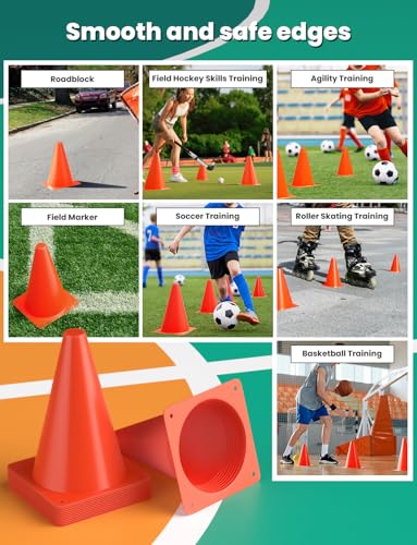 GHB Soccer Cones 7" 9" of 12 24 Pack Disc Soccer Sport Cones - color: 7" 12Pcs orange