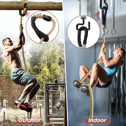 Climbing Rope Gym Exercise Ropes - 1.5 Inch Diameter 10FT 15FT 20FT 25FT 30FT 35FT 40FT 50FT Climb Rope for Fitness & Strength Training, Workout Climbing Rope for Adults Home Indoor or Outdoor - style: 1.5 Inch-10ft