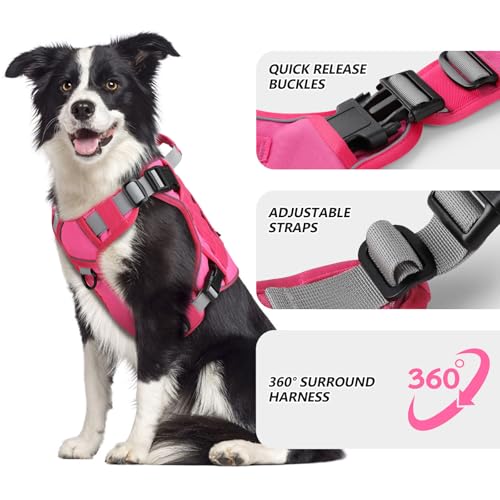 WINGOIN Pink Tactical Dog Harness for Small Dogs,No Pull Dog Harness - color: Pink, size: Small: 15-30 lbs (Chest:20-26",Neck:15-18")