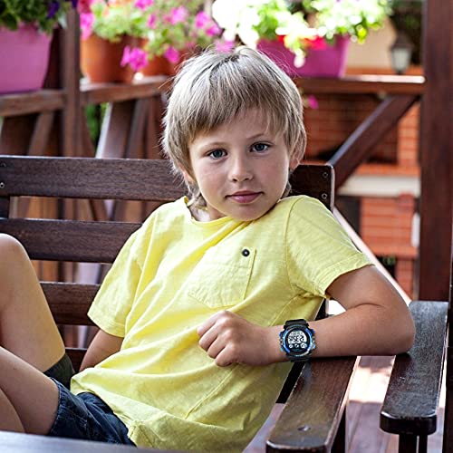 GOLDEN HOUR Watches for Kids Digital Sport Waterproof Boys Girls Watch Outdoor 12/24 H Alarm EL Backlight Stopwatch Military Child Wristwatch Ages 3-15 - color: Black