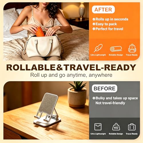Foldable Silicone Phone Holder, 2026 New Portable Foldable Double-Sided Usable Silicone Phone Holder, Multi-Position Adjustable Non-Slip Mobile Phone Mount Suitable for Tablets, Treadmills, Desks