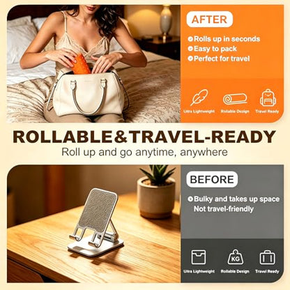 Foldable Silicone Phone Holder, 2026 New Portable Foldable Double-Sided Usable Silicone Phone Holder, Multi-Position Adjustable Non-Slip Mobile Phone Mount Suitable for Tablets, Treadmills, Desks