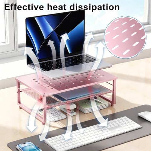 gianotter 2-Tier Metal Monitor Stand Riser - color: Pink