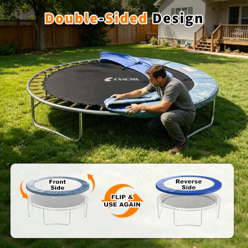 Exacme Double-Sided Round Trampoline Spring Cover, Replacement Safety Pad - color: Blue, size: 10FT