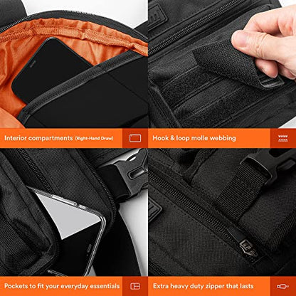 Fitdom Running Chest Pack for Men, Tactical Sports Utility Bag with Pockets - color: Black, style: Locked‑in Comfort