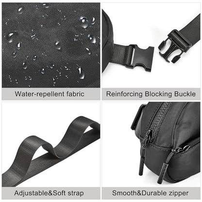 WESTBRONCO Fanny Packs for Women Men, Small Belt Bag Nylon, Lightweight Fashion Waist Packs, Mini Crossbody Bags with Adjustable Strap for Workout Running Traveling(Black) - color: Black-302