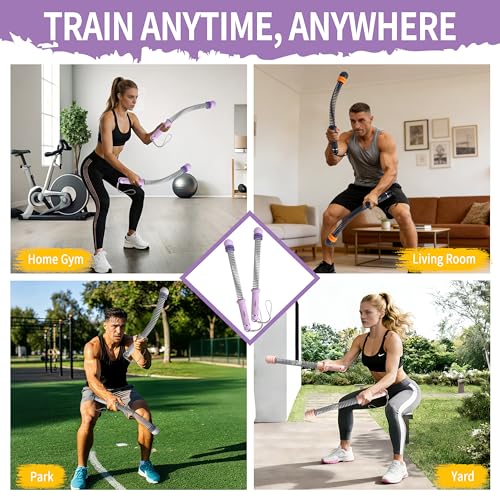 Portable Adjustable Ropeless Battle Ropes with Purple - color: Purple