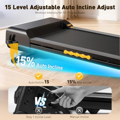 JAGJOG Foldable Auto Incline Treadmill, 15%/18% Incline Option, 300-400 lb - size: 15% incline+300 lb