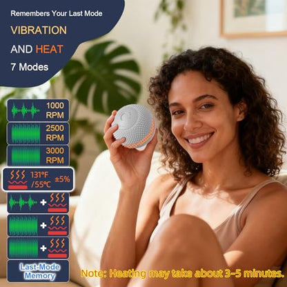 HODEMI Vibrating Massage Ball with Heat, Deep Tissue Massage Ball for Muscle Recovery & Myofascial Release, Neck, Shoulder, Back, Legs & Feet, 7 Modes & Smart Memory (Gray) - color: Gray