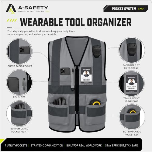 A-SAFETY XSmall grey manager vest work - color: Grey, size: X-Small