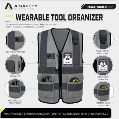 A-SAFETY XSmall grey manager vest work - color: Grey, size: X-Small