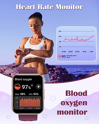 RUIMEN Smart Watches for Women, Bluetooth Calls, Fitness Tracker Purple - color: Purple