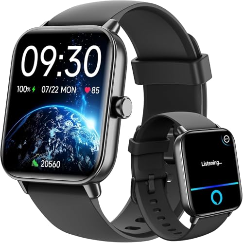 Smart Watches for Men Women, 1.8" Screen Activity Tracker, Heart Rate/Sleep/SpO2 Monitor, Make/Answer Calls, IP68 Waterproof Smartwatch for iPhone & Android, 101+ Sport Modes Fitness Reloj Inteligente - color: Black