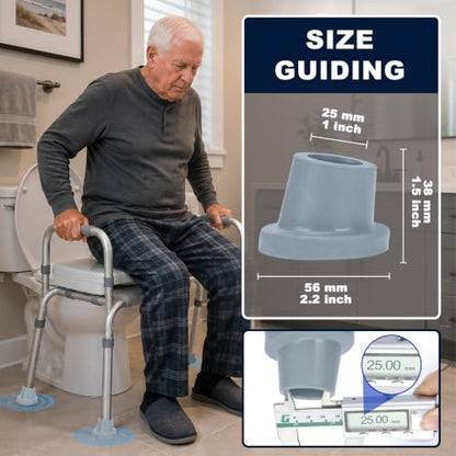 supregear Shower Chair Leg Caps 1 inch, Heavy Duty Rubber Feet, Fits 1" OD Sloped Round Legs Only, Non-Slip Replacement for Bath Stool & Transfer Bench, 4 Pack, Grey-25mm - color: Grey