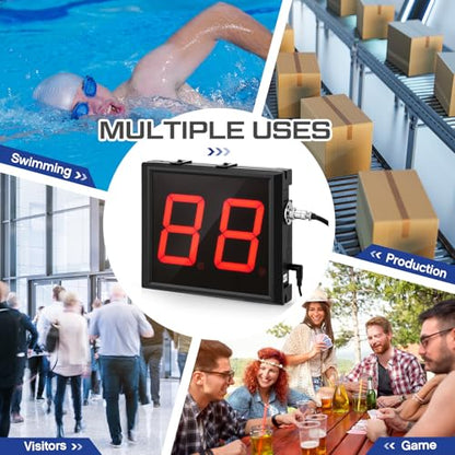 Relaxweex Two-Digit LED Digital Counter Lap Timer Wall Mounted Digital Lap Counter for Swimming Countdown/up 4 Inch High Swim Supplies with Buttons Remote and Alarm Beep - style: Two-digit