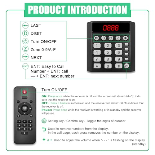 Wireless Take a Number System, 3-Digit LED Now Serving Display with Keypad Caller, Ticket Dispenser (2000 Tickets 000-999 2 Cycles) for Restaurant Bank Clinic Salon DMV Waiting Line Management