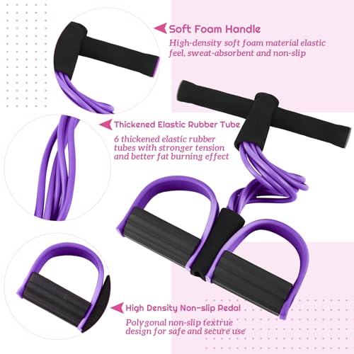 Women Fitness Exercise Equipment Trainer Set Pedal Resistance Band - color: Purple