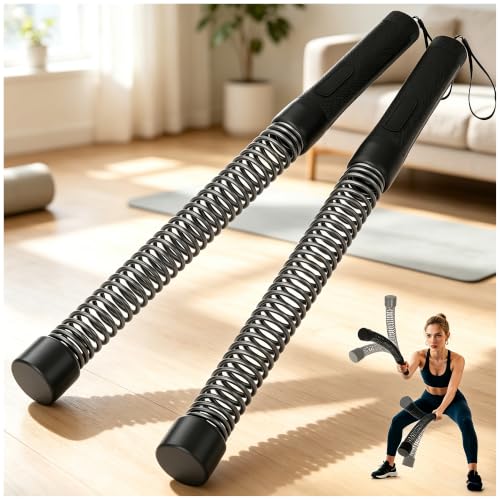 Ropeless Battle Ropes for Home Gym - Heavy Duty Cordless Workout Ropes for HIIT, Strength & Cardio Training, Portable Exercise Equipment for Men & Women, Low-Impact Fitness Rope (Black, 2-Pack)