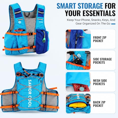Cooling Hydration Vest with 2L BPA-Free Water Bladder, Running Vest with 3 Removable Cooling Packs, Lightweight Outdoor Pack for Hot Weather, Hiking, Cycling, Training - color: Blue
