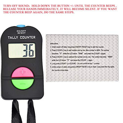 Electronic Tally Counter, Handheld Number Clicker with Lanyard, 4-Digital