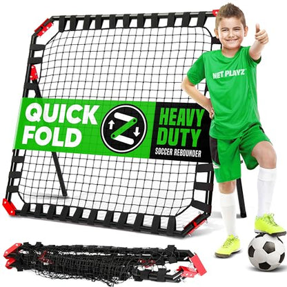 Soccer Rebound Net Rebounder | Skill Training Gifts, Aids & Equipment for Kids Teens & All Ages - Kick-Back/Perfect Storage, Agility Ladders